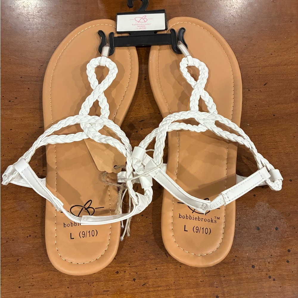 Bobbie Brooks White Braided Sandals